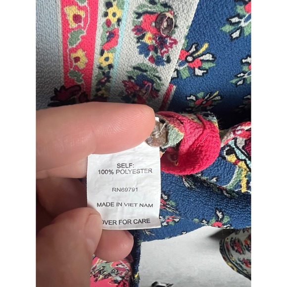 Anthropologie Olive Hill Paisley Print Bell Sleeve Blouse Size Large Bue Pink - Picture 6 of 9